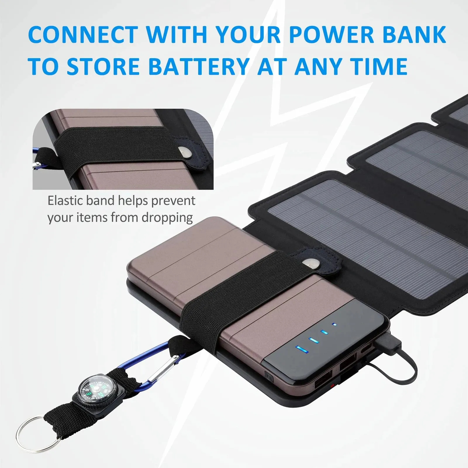 Foldable Solar Panel Charger 5V Waterproof Portable Mobile Power for Outdoor Camping Hiking