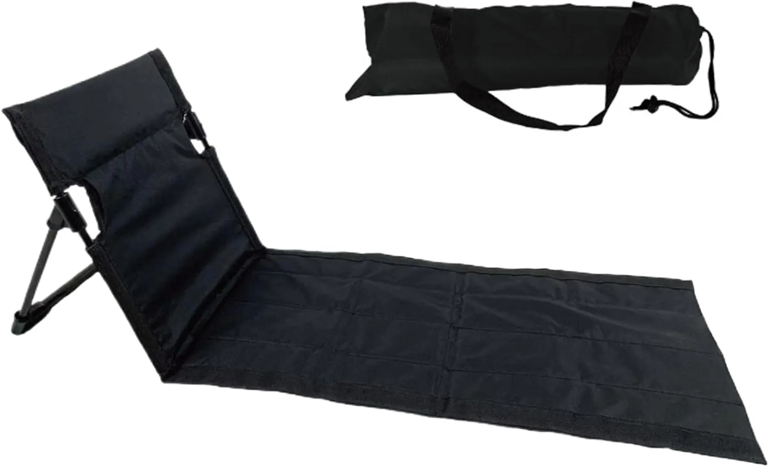 Folding Beach Chair Portable Beach Lounger with Mesh Pocket Waterproof Mat Lounge Chair Sturdy Sun Lounger Seat Mat for, Pool, Picnic Black