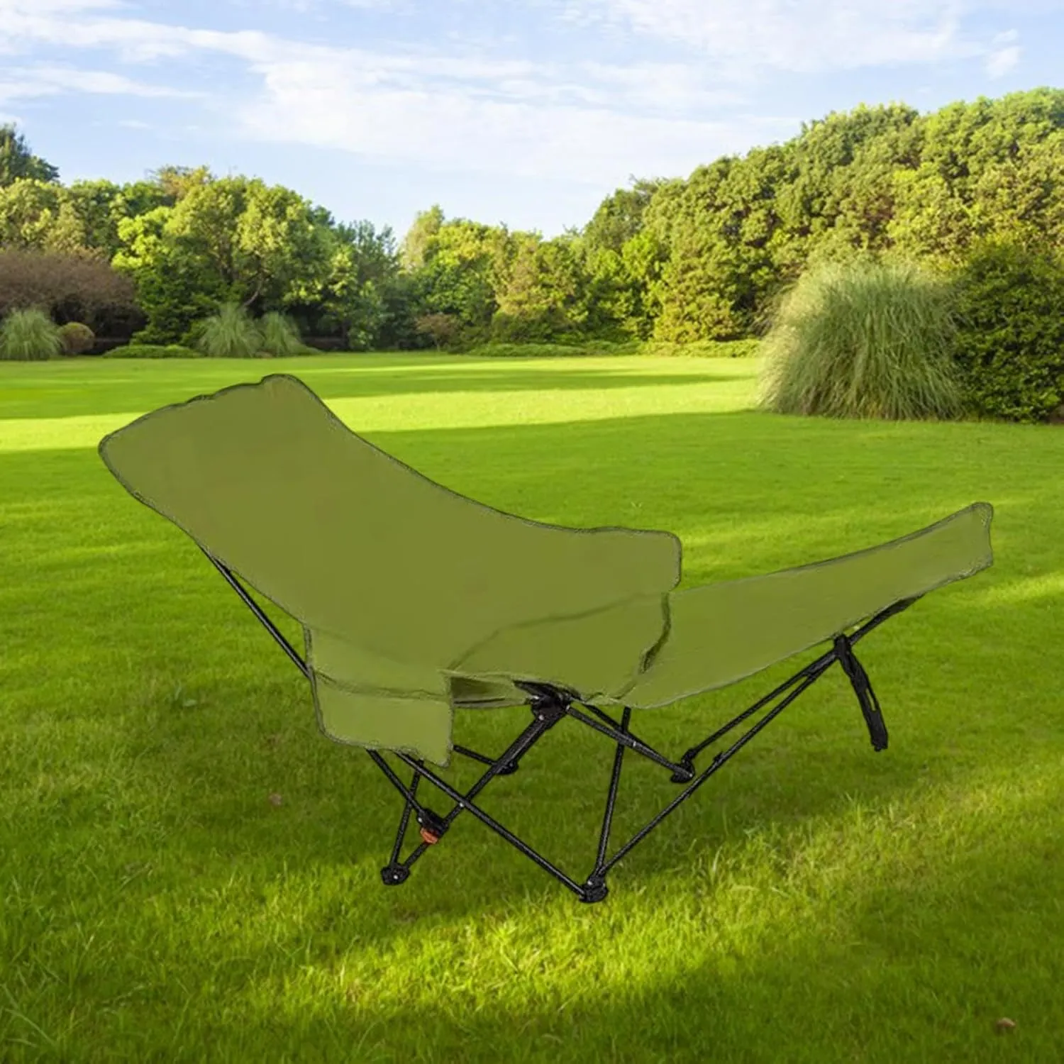 Folding Chaise Lounge Chair Lounger 3 Gear Adjustable Angle Recliner Reclining Chair for Park Pool Hiking Sports Sunbathing, Green
