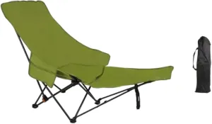 Folding Chaise Lounge Chair Lounger 3 Gear Adjustable Angle Recliner Reclining Chair for Park Pool Hiking Sports Sunbathing, Green