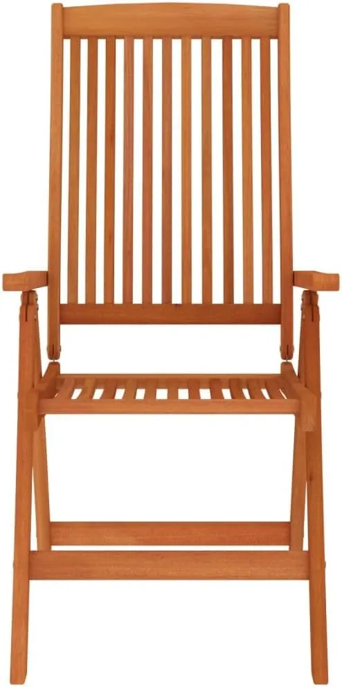 Folding Patio Chairs Set of 8 Solid Wood Eucalyptus Reclining Garden Chairs Outdoor Lounge Chairs Adjustable Backrest Outdoor Furniture for Patio and Garden