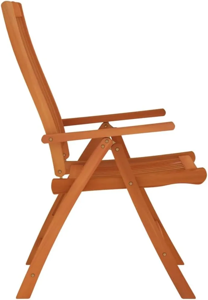 Folding Patio Chairs Set of 8 Solid Wood Eucalyptus Reclining Garden Chairs Outdoor Lounge Chairs Adjustable Backrest Outdoor Furniture for Patio and Garden
