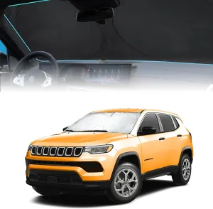 for 2024 Compass Windshield Sun Shade Car Windshield Cover, Custom Fit for Jeep Compass 2017-2023 Ultimate Sun Protection Foldable Visor Sunshade Protector Shield Accessory
