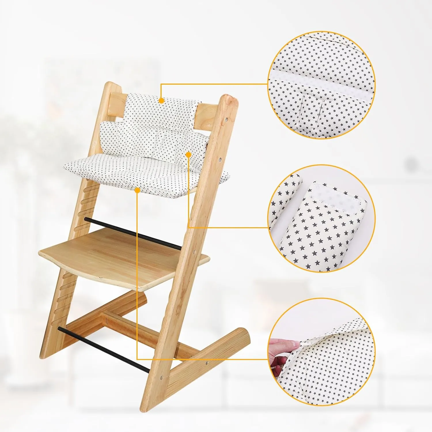 For Tripp Trapp High Chair Cushion, Soft And Comfortable For Tripp Trapp High Chair Cushion, For Tripp Trapp Cushion Set Makes It Safer And More Comfortable For Baby To Sit On (Beige Little Star)