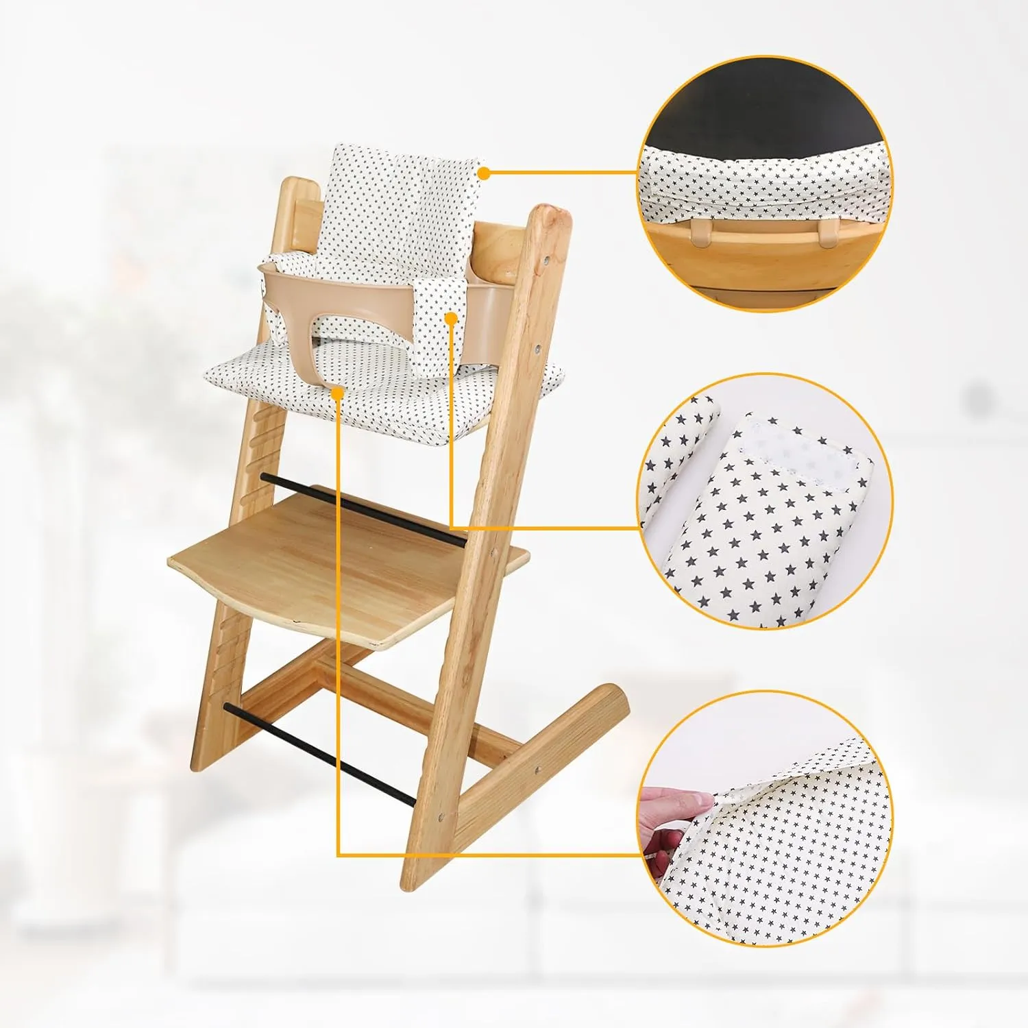For Tripp Trapp High Chair Cushion, Soft And Comfortable For Tripp Trapp High Chair Cushion, For Tripp Trapp Cushion Set Makes It Safer And More Comfortable For Baby To Sit On (Beige Little Star)