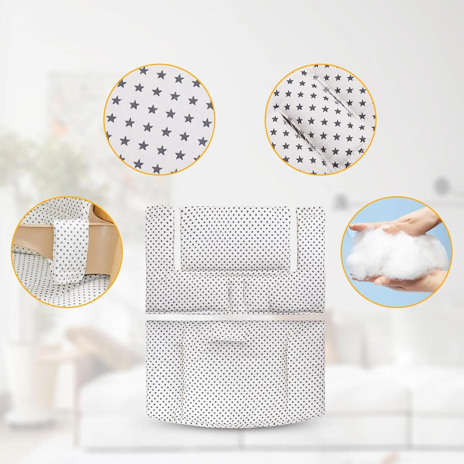 For Tripp Trapp High Chair Cushion, Soft And Comfortable For Tripp Trapp High Chair Cushion, For Tripp Trapp Cushion Set Makes It Safer And More Comfortable For Baby To Sit On (Beige Little Star)