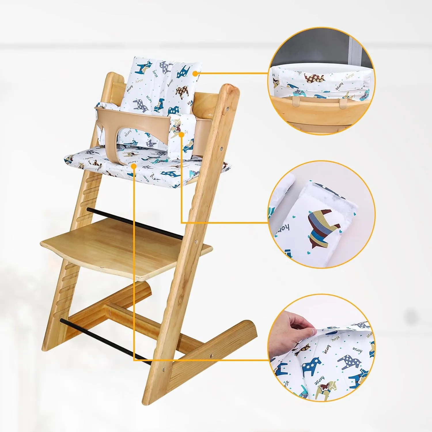 for Tripp Trapp High Chair Cushion, Soft and Comfortable for Tripp Trapp High Chair Cushion, for Tripp Trapp Cushion Set Makes It Safer and More Comfortable for Baby to Sit On (Cartoon Horse)