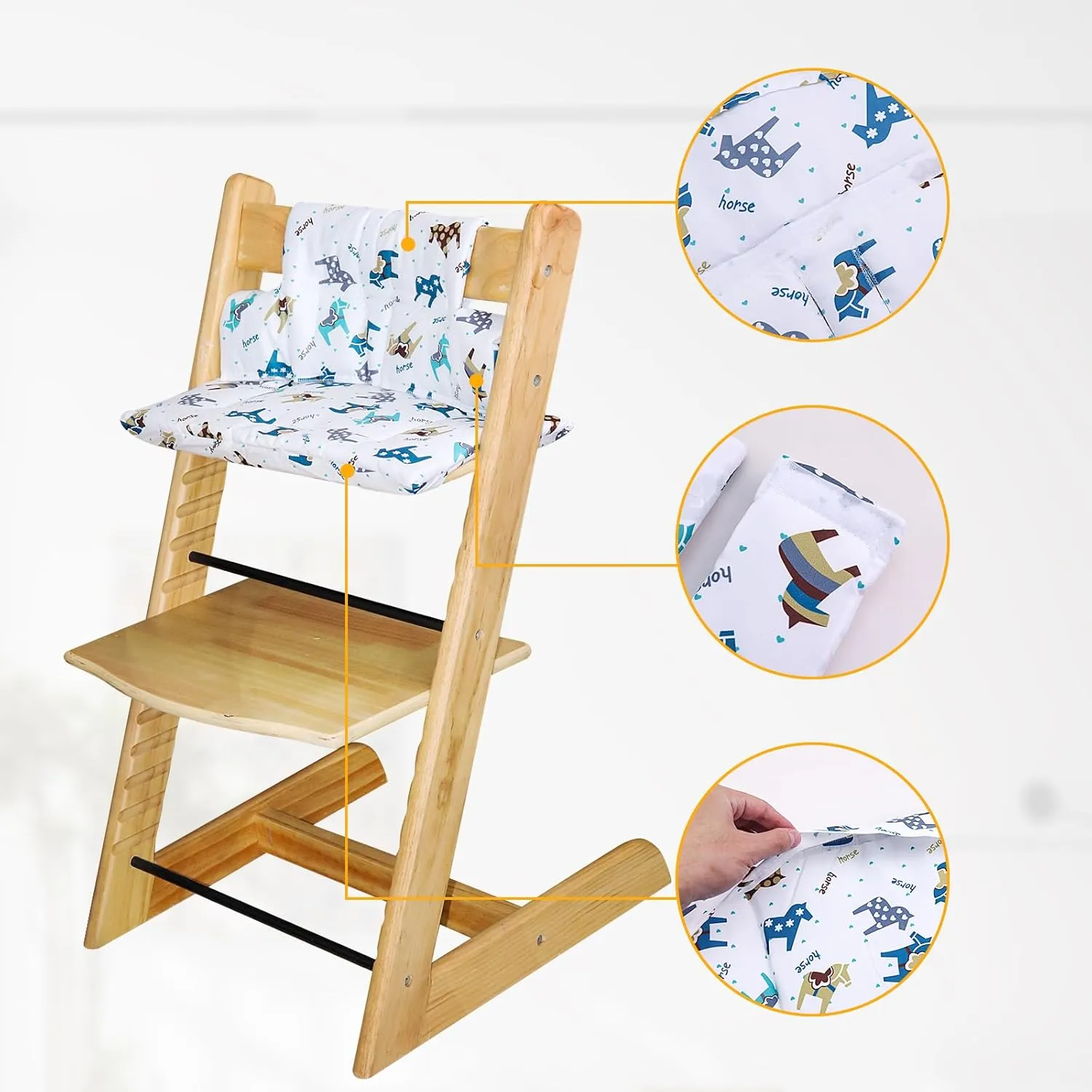 for Tripp Trapp High Chair Cushion, Soft and Comfortable for Tripp Trapp High Chair Cushion, for Tripp Trapp Cushion Set Makes It Safer and More Comfortable for Baby to Sit On (Cartoon Horse)