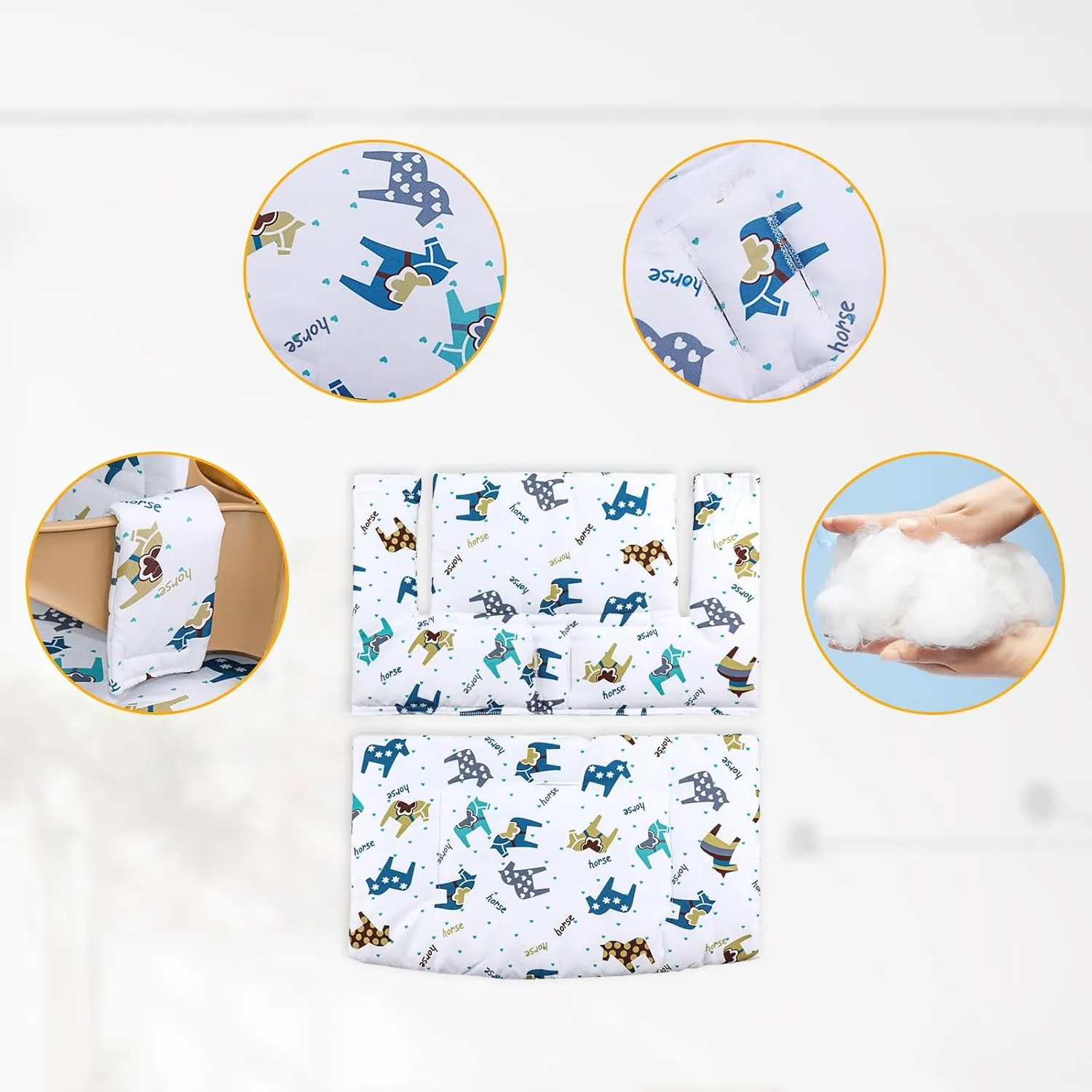 for Tripp Trapp High Chair Cushion, Soft and Comfortable for Tripp Trapp High Chair Cushion, for Tripp Trapp Cushion Set Makes It Safer and More Comfortable for Baby to Sit On (Cartoon Horse)
