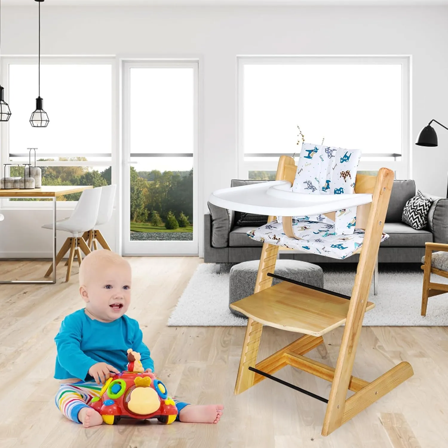 for Tripp Trapp High Chair Cushion, Soft and Comfortable for Tripp Trapp High Chair Cushion, for Tripp Trapp Cushion Set Makes It Safer and More Comfortable for Baby to Sit On (Cartoon Horse)