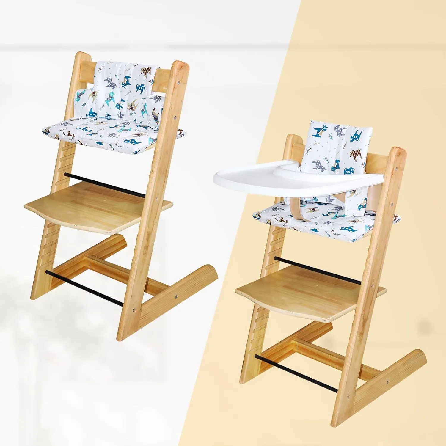 for Tripp Trapp High Chair Cushion, Soft and Comfortable for Tripp Trapp High Chair Cushion, for Tripp Trapp Cushion Set Makes It Safer and More Comfortable for Baby to Sit On (Cartoon Horse)