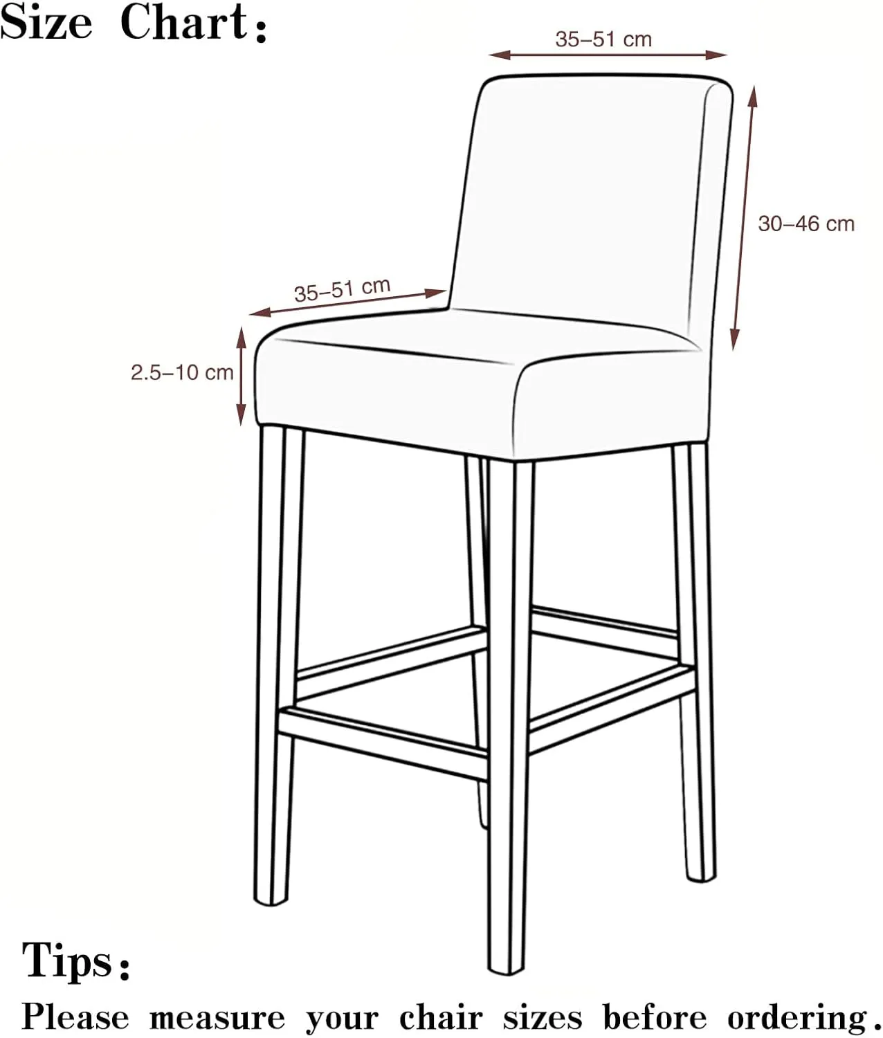 FORCHEER Bar Stool Chair Cover with Backs Set of 2 Jacquard Dining Chair Slipcovers Cafe Barstool Slipcover Square Removable Furniture Chair Seat Cover Elastic Bottom (4PC,Black)