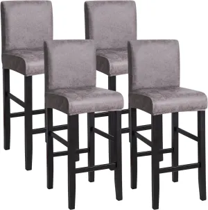 FORCHEER Bar Stool Chair Cover with Backs Set of 4 Hot Stamping Process Dining Chair Slipcovers Cafe Barstool Slipcover Square Removable Furniture Chair Seat Cover Elastic Bottom (4PC,Light Grey)