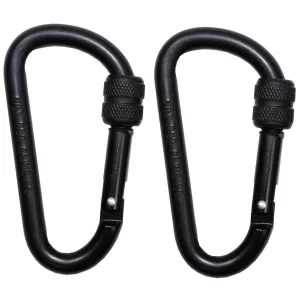 Fox Carabiner 8mm x 8cm Black screw lock 2 pack