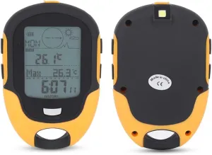 FR500 Outdoor Multifunctional Car Altimeter with Compass, Thermometer, Barometer for Climbing, Hiking, Camping, IPX4, Rechargeable