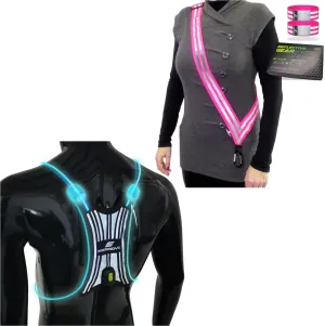 FREEMOVE Spider Illuminated Reflective Vest   Reflective Sash with 2 Bands - Pink