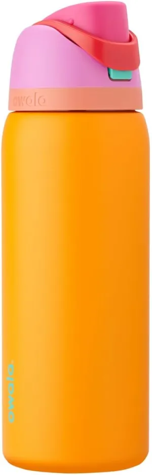 FreeSip Insulated Stainless Steel Water Bottle with Straw for Sports, Travel, and School BPA-Free Sports Water Bottle, 32 oz, Tropical