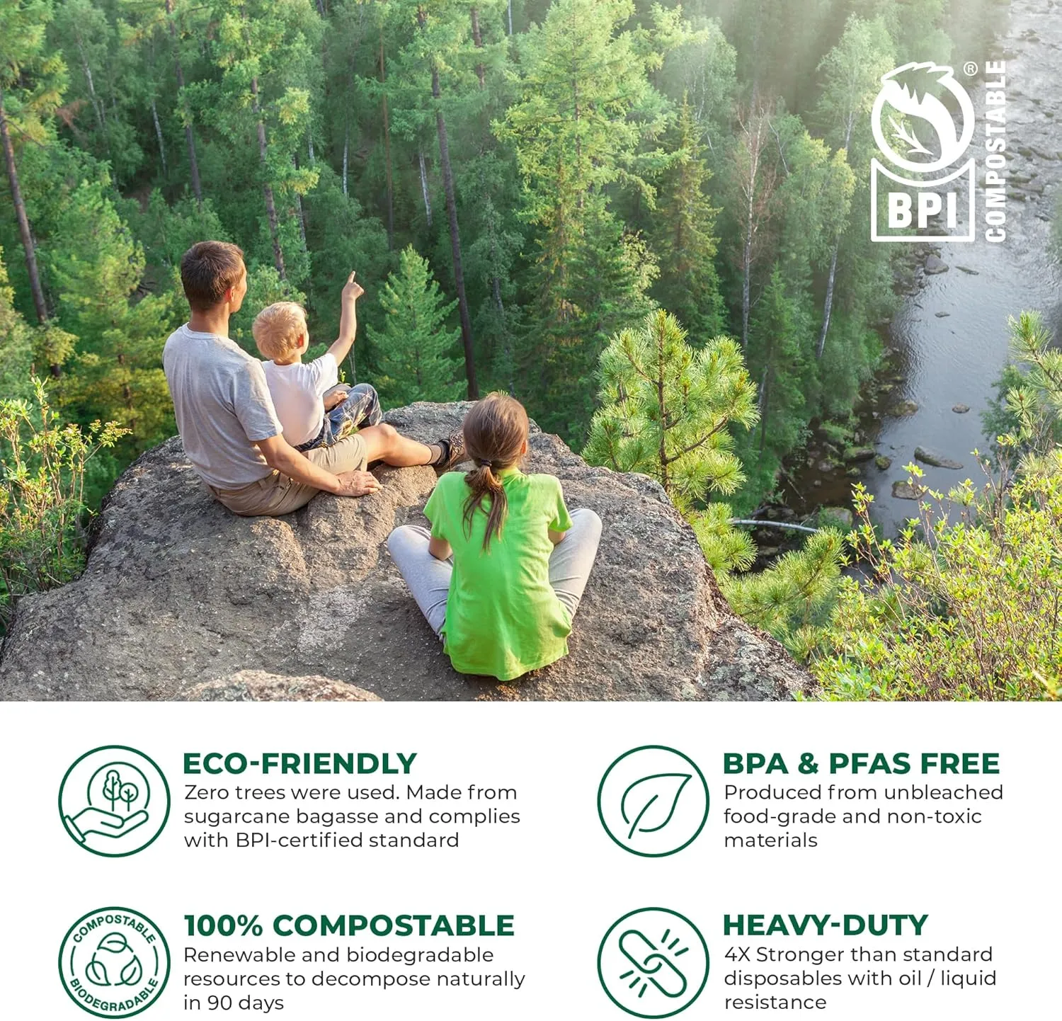 Freshware Compostable Clamshell Food Containers - 8x8" 50-Pack, Biodegradable Sugarcane To Go Boxes, Heavy Duty Paper Container - Microwave & Freezer Safe, Stackable