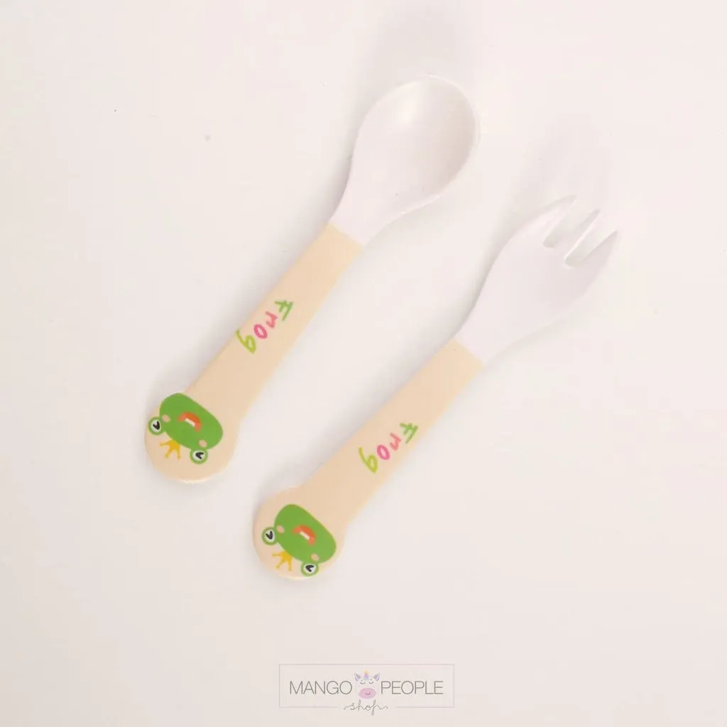 Fun, Cute and Attractive Cartoon Animal Print  Feeding Set for Kids made of Bamboo Fiber 5-Piece