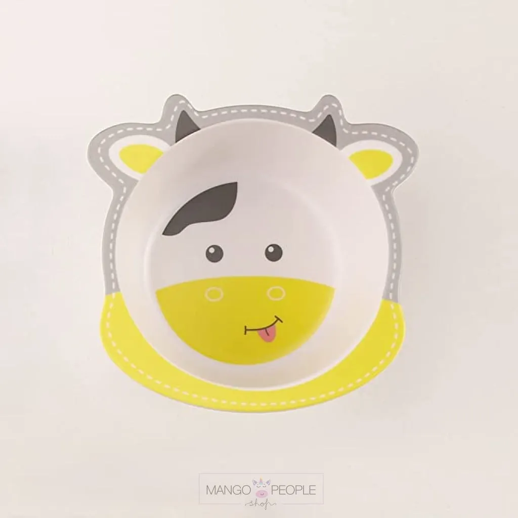 Fun, Cute and Attractive Cartoon Animal Print  Feeding Set for Kids made of Bamboo Fiber 5-Piece