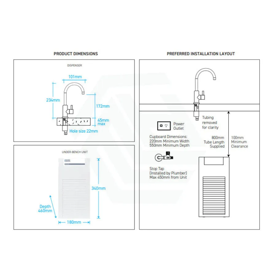 G#2(Gold) Billi Chilled Water on Tap B3000 with Round Slimline Dispenser Urban Brass