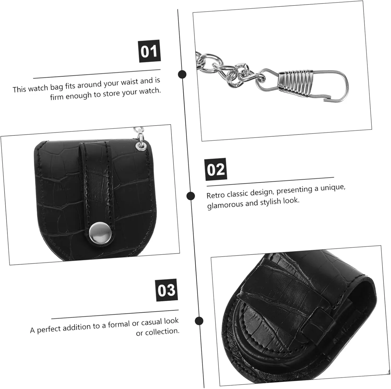 GALPADA Sets Waist Bag Pocket Watch Compartment Small Storage Bag Vintage Design for Friends
