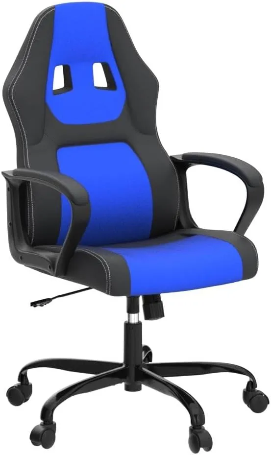 Gaming Chair PC Computer Chair Office Chair for Adult Teen Kids, Ergonomic PU Leather Gamer Chair with Lumbar Support High Back Adjustable Rolling Swivel Desk Chair, Blue