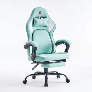 Gaming Chair, Video Game Chairs with Movable Backrest, Ergonomic Computer Gaming Chair with Footrest and Lumbar Support, Height Adjustable Racing Chairs with Pocket Spring Cushion for Adults