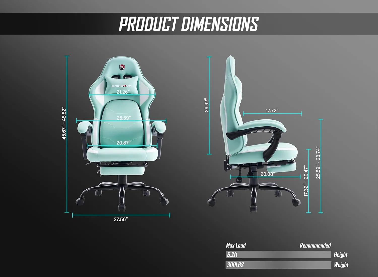 Gaming Chair, Video Game Chairs with Movable Backrest, Ergonomic Computer Gaming Chair with Footrest and Lumbar Support, Height Adjustable Racing Chairs with Pocket Spring Cushion for Adults