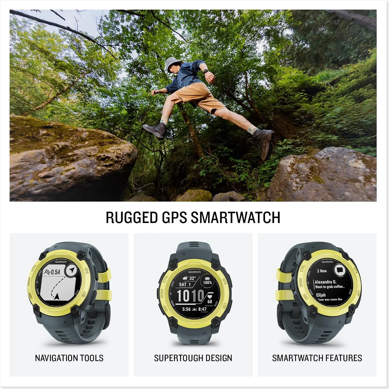 Garmin Instinct E Rugged GPS Adventure Smartwatch, Electric Lime with Twilight Band | 40mm | Wrist Based Heart Rate Monitor, Up to 16 Days of Battery Life with Signature Stand Power Bundle