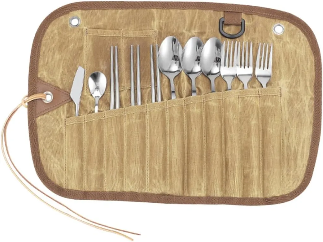 Garneck 1Set Portable Stainless Steel Camping Utensil Set of Travel Cutlery Kit for Hiking Picnics and Outdoor Activities Reusable Dinner Supply for Camp Cooking