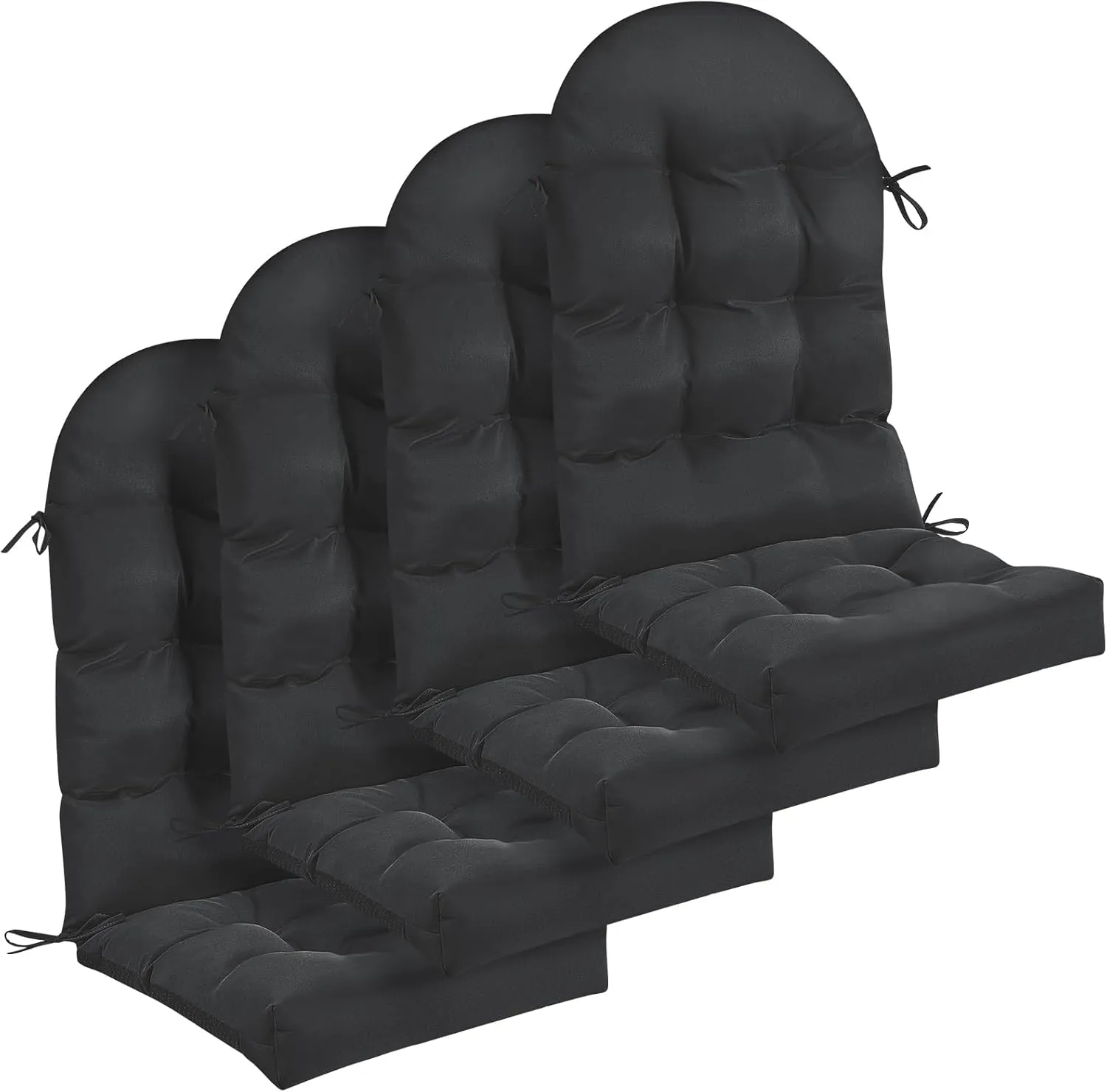 Geelin 4 Pcs Adirondack Chair Cushion High Back Patio Chair Cushion 44 x 19 x 4 Inch Tufted Weather Resistant Fade Resistant Seat Rocking Chair Cushion for Patio Rocking Chair Cushion Seat (Black)
