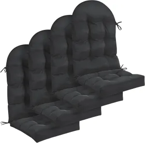 Geelin 4 Pcs Adirondack Chair Cushion High Back Patio Chair Cushion 44 x 19 x 4 Inch Tufted Weather Resistant Fade Resistant Seat Rocking Chair Cushion for Patio Rocking Chair Cushion Seat (Black)