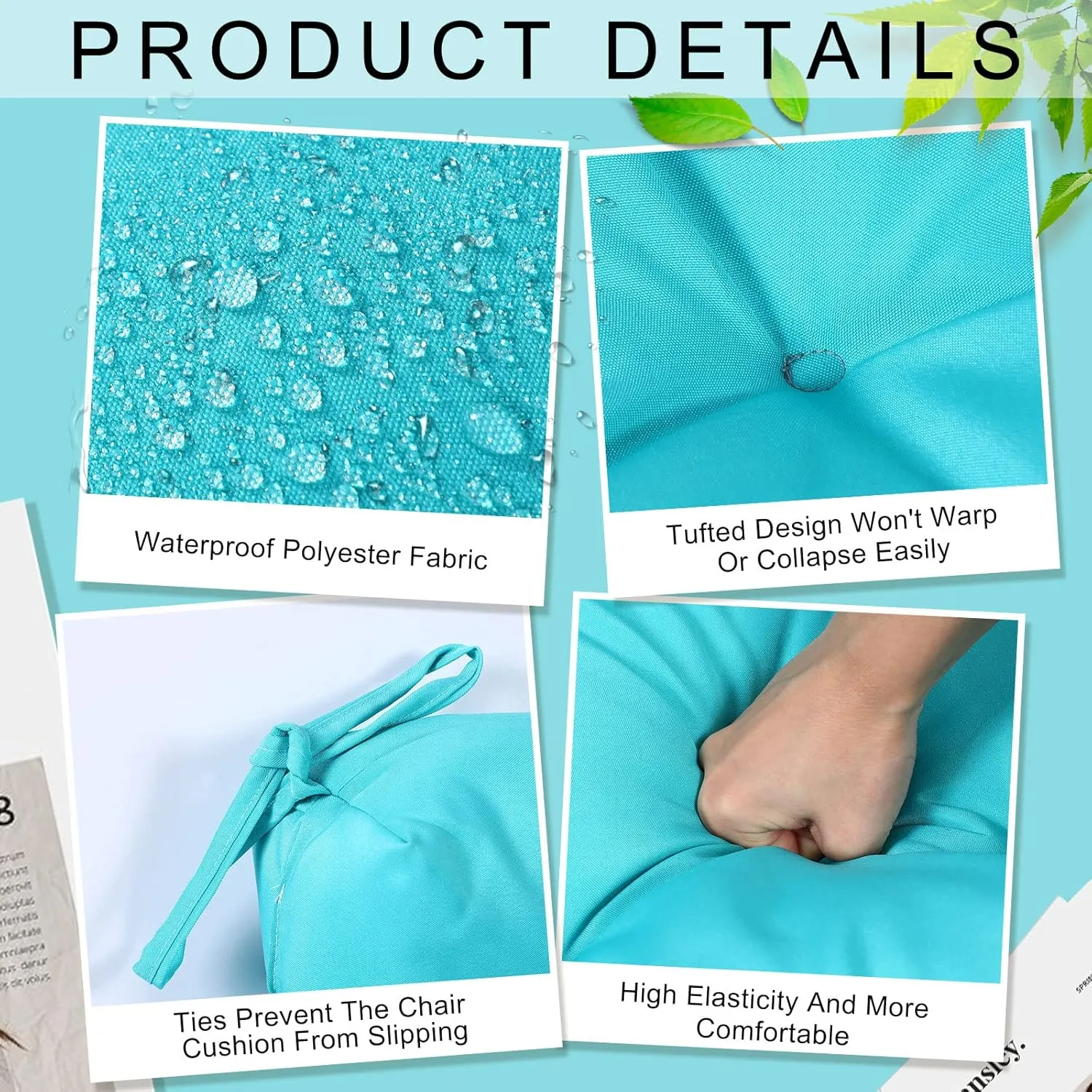 Geelin High Back Patio Chair Cushion Indoor Outdoor Seat Back Chair Cushions Tufted Patio Waterproof Rocking Pads Weather Replacement for Furniture(Blue,2 Pcs)