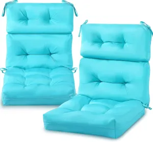 Geelin High Back Patio Chair Cushion Indoor Outdoor Seat Back Chair Cushions Tufted Patio Waterproof Rocking Pads Weather Replacement for Furniture(Blue,2 Pcs)