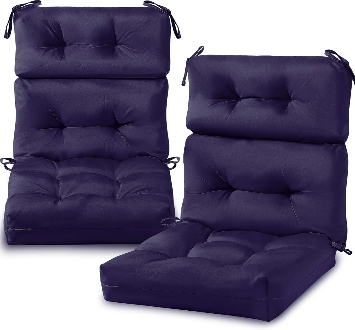 Geelin High Back Patio Chair Cushion Indoor Outdoor Seat Back Chair Cushions Tufted Patio Waterproof Rocking Pads Weather Replacement for Furniture(Dark Blue,2 Pcs)