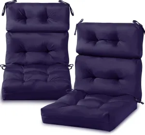 Geelin High Back Patio Chair Cushion Indoor Outdoor Seat Back Chair Cushions Tufted Patio Waterproof Rocking Pads Weather Replacement for Furniture(Dark Blue,2 Pcs)