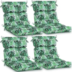 Geelin High Back Patio Chair Cushion Indoor Outdoor Seat Back Chair Cushions Tufted Patio Waterproof Rocking Pads Weather Replacement for Furniture(Green,4 Pcs)