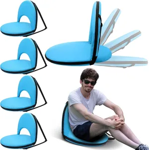 Geetery Folding Stadium Seats for Bleachers with Back Support and Cushion Wide Padded Stadium Chair Foldable Floor Chair for Sport Event Camping Beach, 6 Adjustable Reclining Position