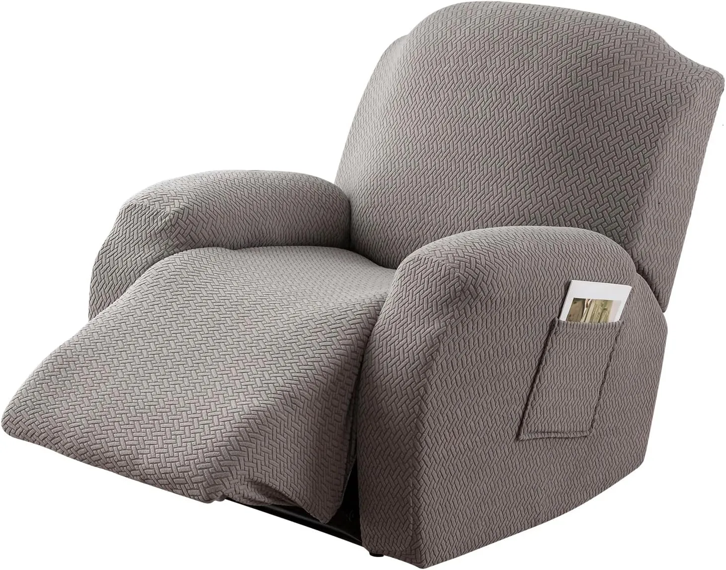 Genina Recliner Chair Covers, Stretch Reclining Chair Cover, Recliner Sofa Slipcovers Stripe Jacquard Lazy Couch Covers Furniture Protector Covers for Pet Kid (Light Grey, 1 Seat)