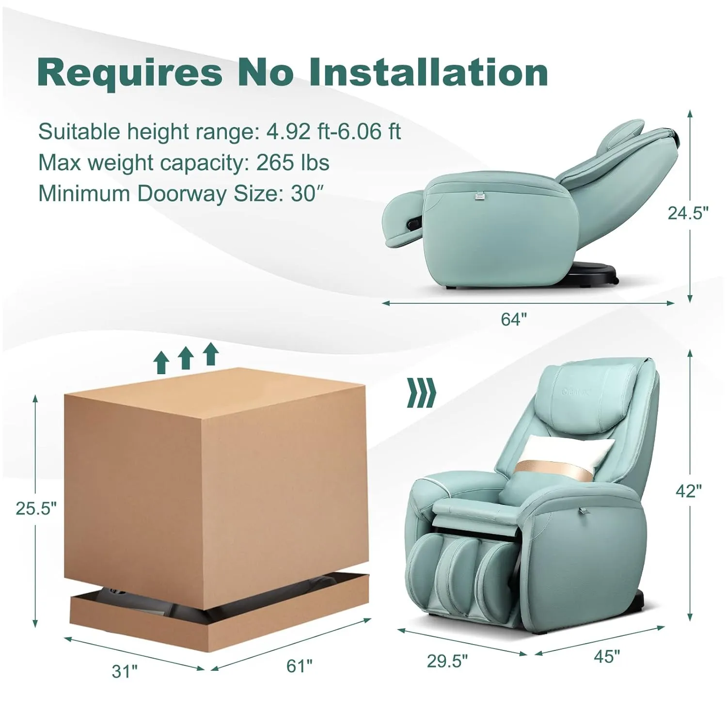 Giantex Full Body Massage Chair, Zero Gravity SL Track Electric Recliner with Reversible Footrest, Back Heater, Wheels & Pillow, Shoulder Detection, Calf Airbag, No Installation, Free Indoor Delivery