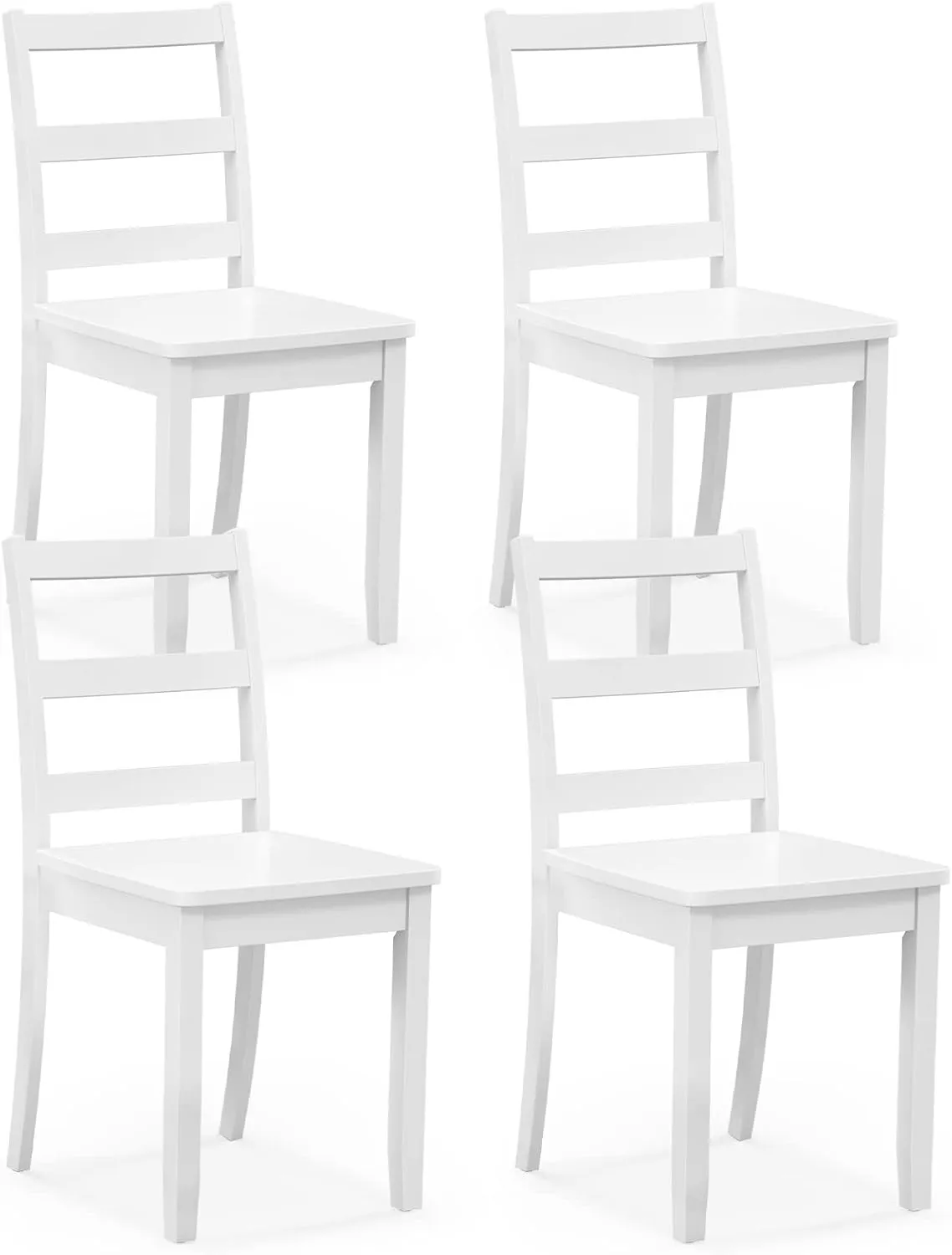 Giantex Wood Dining Chairs Set of 4 White - Wooden Armless Kitchen Chairs with Solid Rubber Wood Legs, Non-Slip Foot Pads, Max Load 400 Lbs, Farmhouse Style High Ladder Back Dining Room Chairs