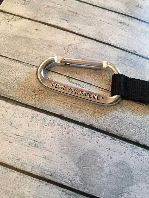 Gift for men - Carabiner Keychain - Handstamped