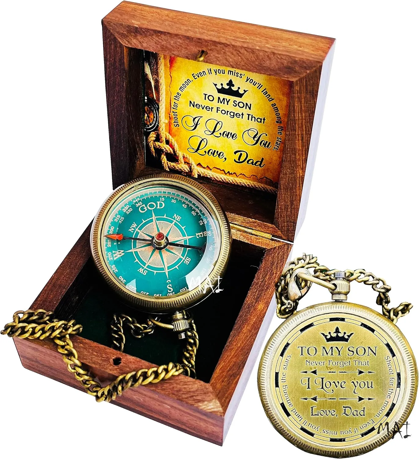 Gifts from Dad - Engraved Compass for Daughter or Son - Graduation & Birthday Gifts