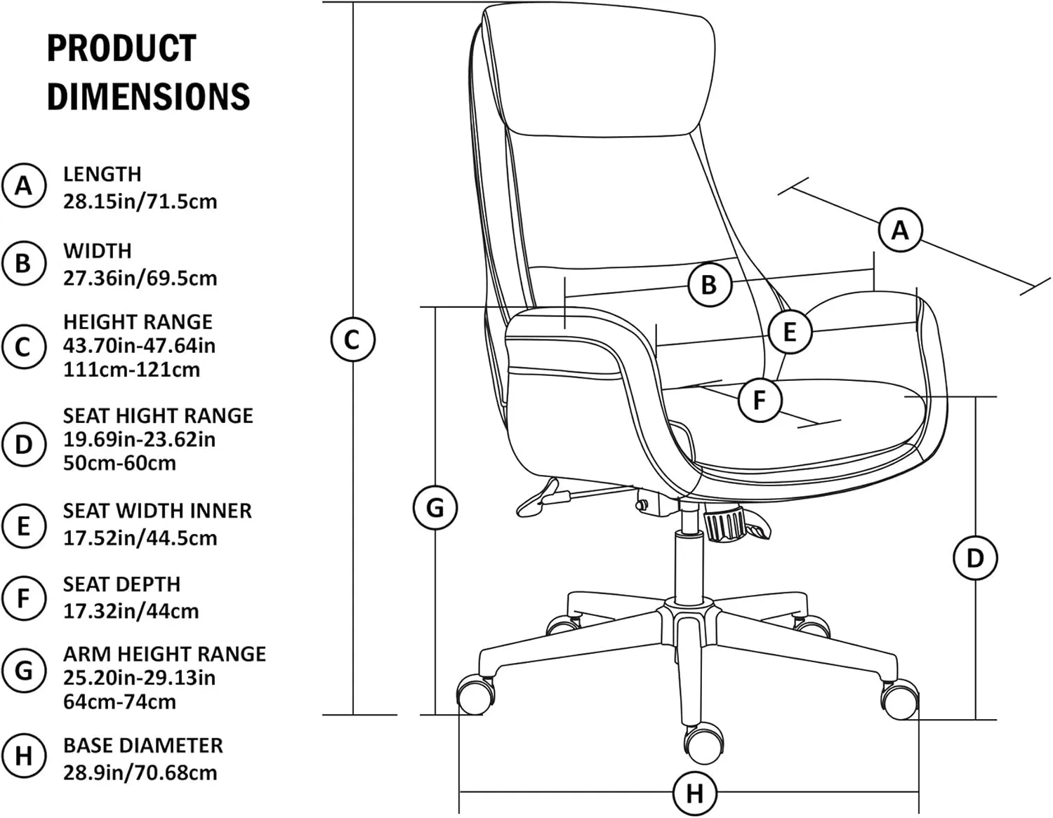 Glitzhome Modern High Back PU Leather Chairs Computer Desk Chair, Task Chair with Lumbar Back Support Adjustable Office Chair Executive Swivel Chair(Camel)