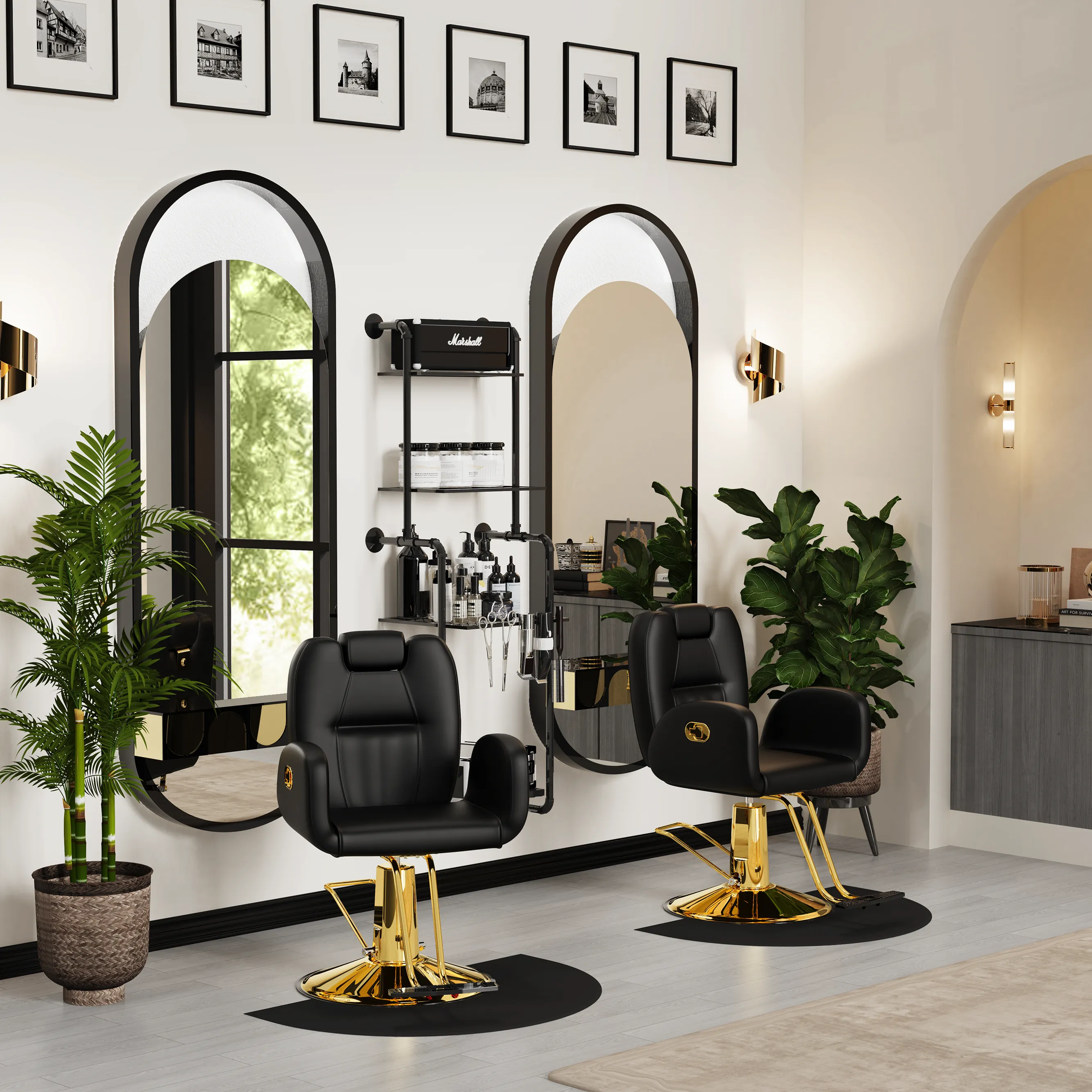 Gold Reclining Salon Chair BS-145