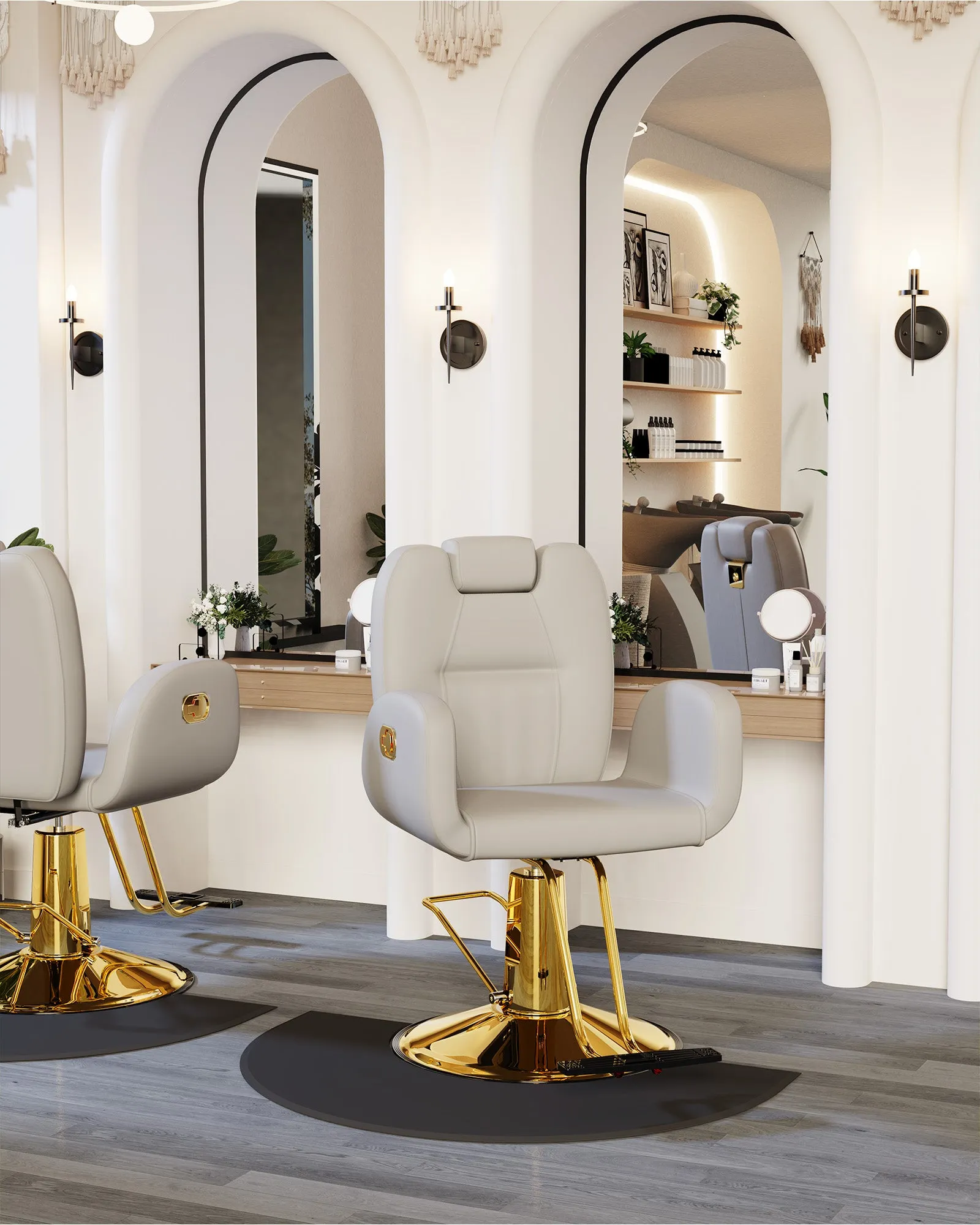 Gold Reclining Salon Chair BS-145