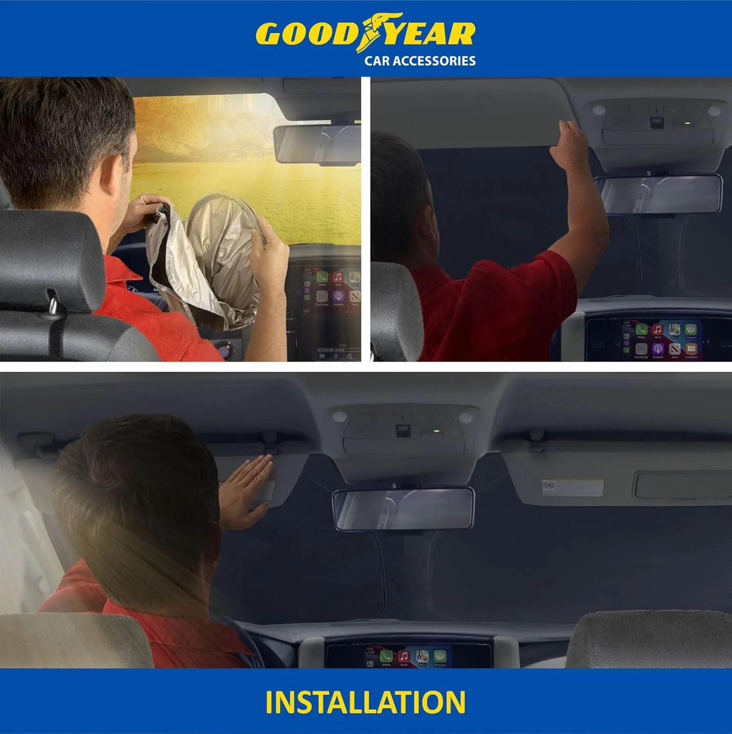 Goodyear Foldable Windshield Sunshade for Jeep Compass 2017-2025, SUV car Accessories, Sunshade Cover, Sun Shade Car Windshield, Window Sun Blocker - GY008274