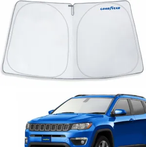 Goodyear Foldable Windshield Sunshade for Jeep Compass 2017-2025, SUV car Accessories, Sunshade Cover, Sun Shade Car Windshield, Window Sun Blocker - GY008274