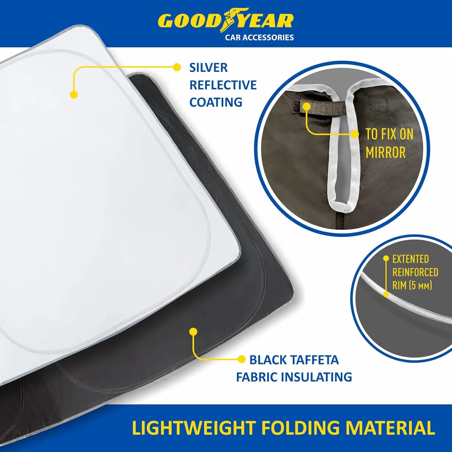 Goodyear Foldable Windshield Sunshade for Jeep Compass 2017-2025, SUV car Accessories, Sunshade Cover, Sun Shade Car Windshield, Window Sun Blocker - GY008274